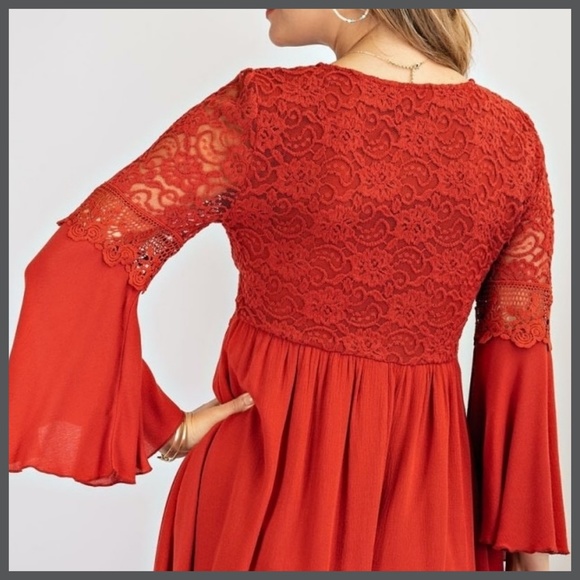 Easel "Sultry Dance" Boho Mini Dress Crochet Lace Fitted Bodice & Slinky Skirt - Picture 8 of 14